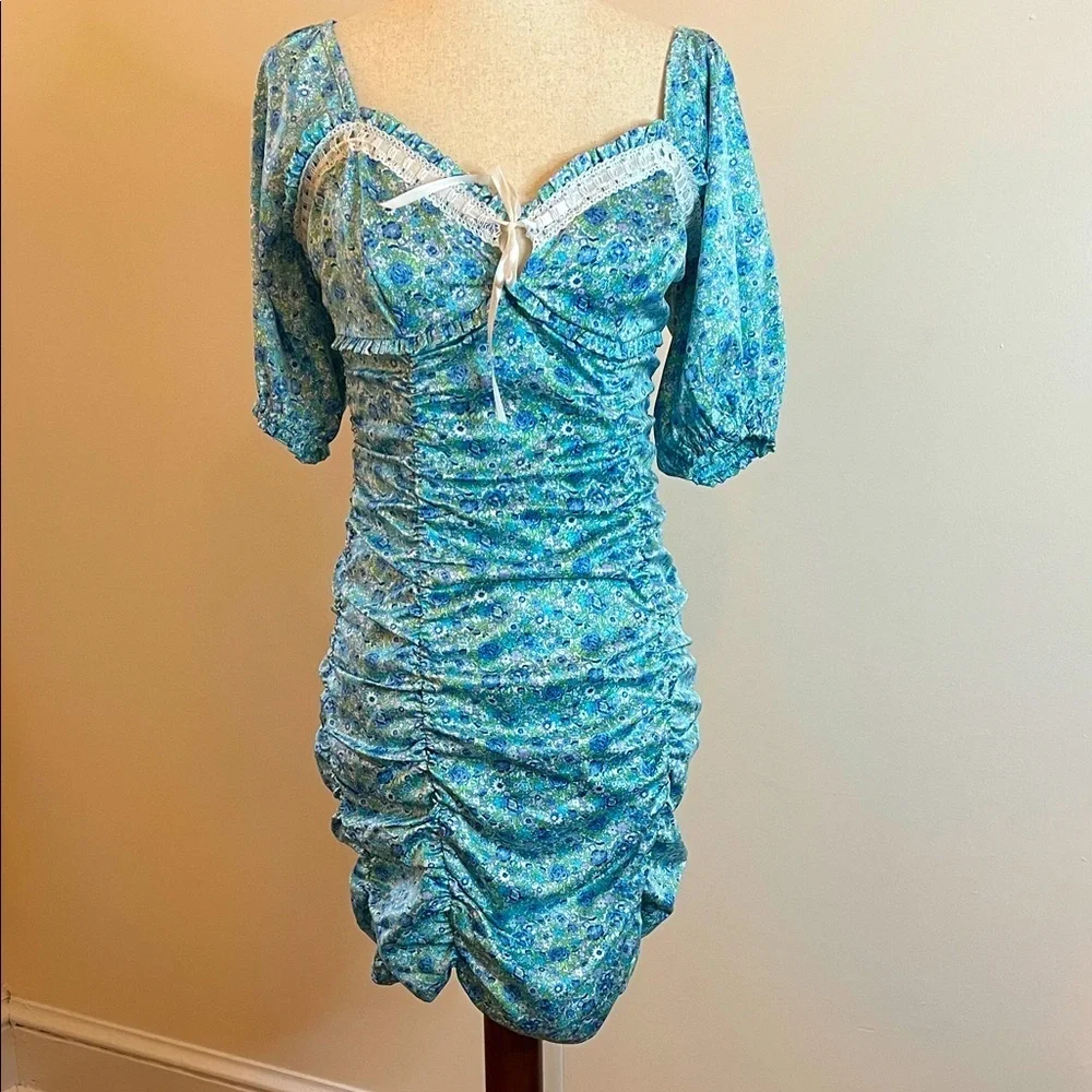 for love and lemons blue lace dress For Love & Lemons